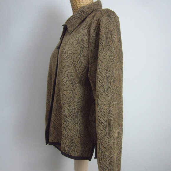 CJ Banks Christopher & Bank Womens M Blazer Taupe Brown Black Floral Jacket - Picture 10 of 11
